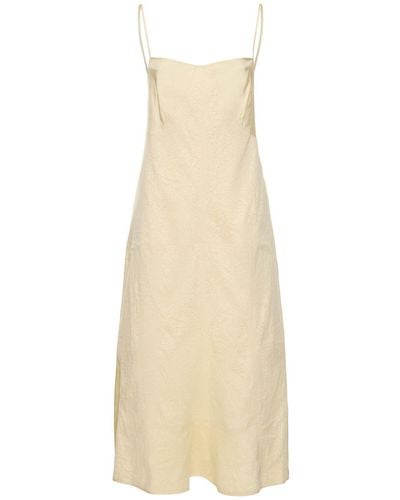 Jil Sander Satin & Lace Mini Dress - Natural