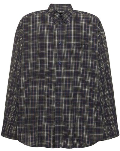 Balenciaga Camicia in cotone check - Grigio
