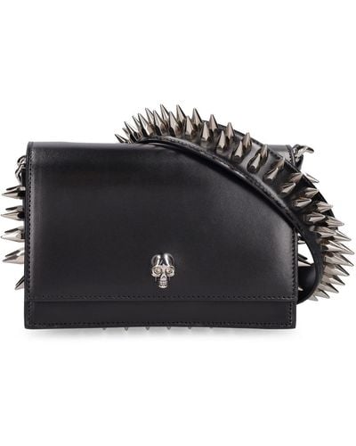 Alexander McQueen Petit sac porté épaule en cuir - Noir