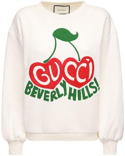 Gucci Pullover mit Kirsche mit "Beverly Hills"-Print - Weiß