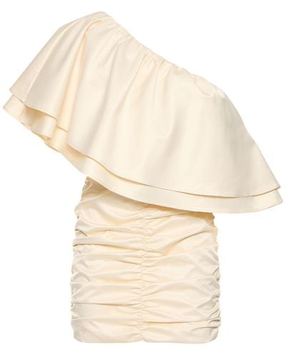 ROTATE BIRGER CHRISTENSEN Robe courte asymétrique en sergé ruché - Neutre