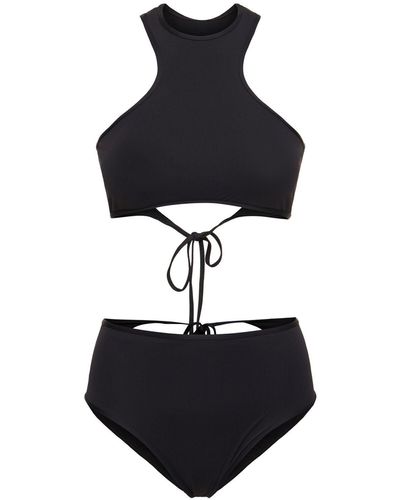 The Attico Jersey Halter Neck Cutout Bikini Set - Black