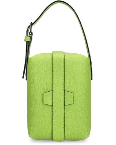 Valextra Tric Trac Leather Top Handle Bag - Green