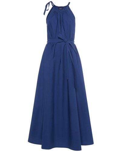 Weekend by Maxmara Fidato Belted Cotton Poplin Long Dress - Blue
