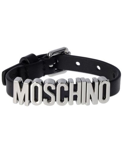 Moschino Logo Leather Bracelet - Black