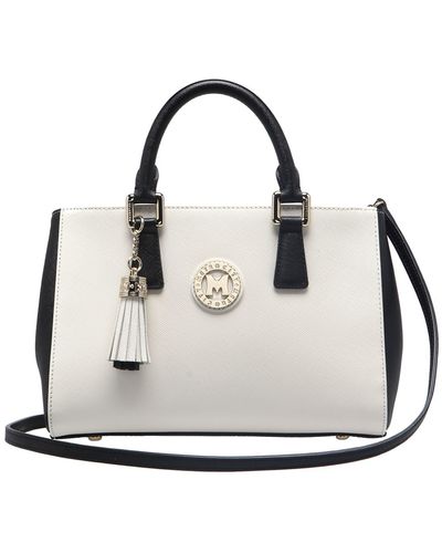Metrocity Small Saffiano Leather Top Handle Bag - White