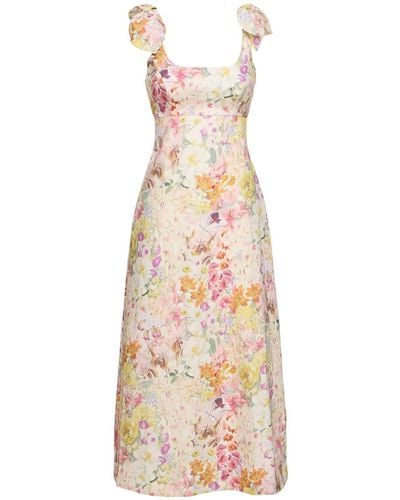 Zimmermann Harmony Floral Self-tie Linen Midi Dress - Multicolour