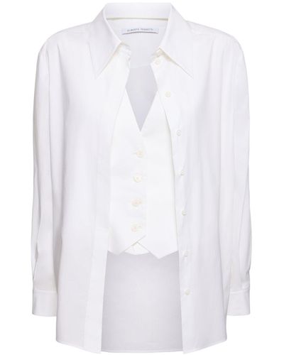 Alberta Ferretti Stretch Poplin Shirt With Vest - White