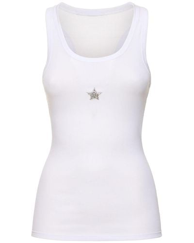Stella McCartney Débardeur en jersey orné de cristaux - Blanc