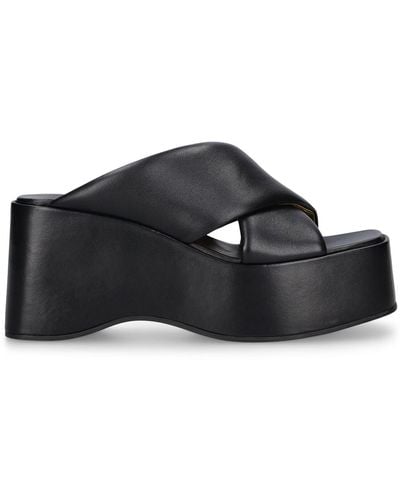 Paris Texas 80mm Vicky Leather Wedges - Black