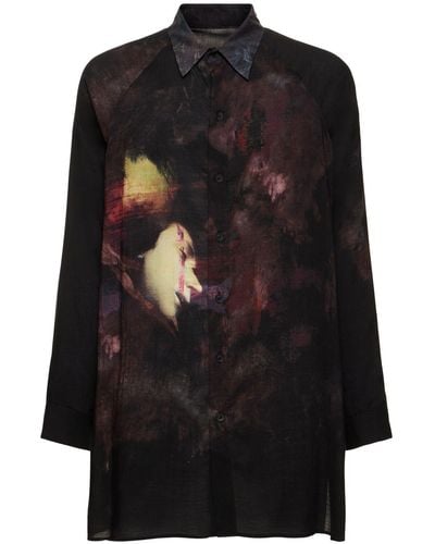 Yohji Yamamoto Camisa estampada - Negro