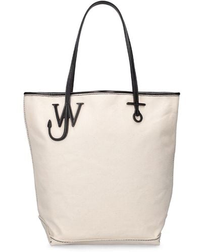 JW Anderson Anchor Logo Cotton Canvas Tote Bag - Natural