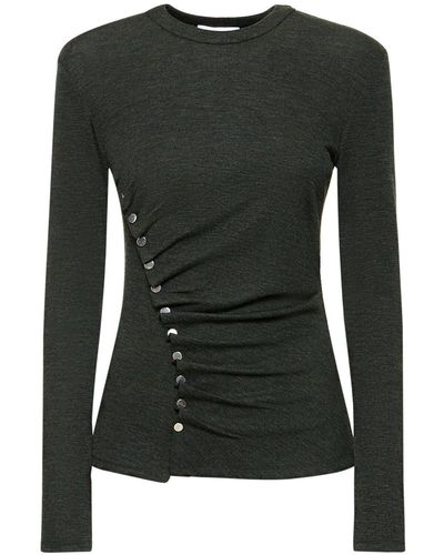 Rabanne Top in jersey di misto cotone - Nero