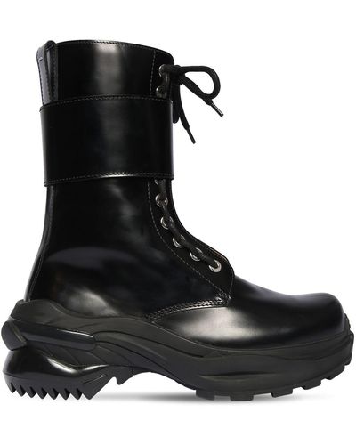 Maison Margiela 50mm Hohe Kampfstiefel Aus Leder - Schwarz