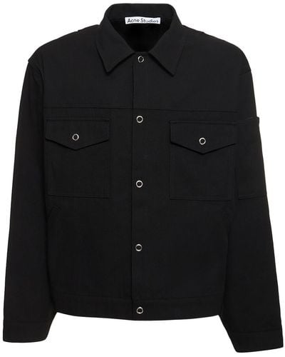 Acne Studios Ourle Cotton Blend Twill Overshirt - Black