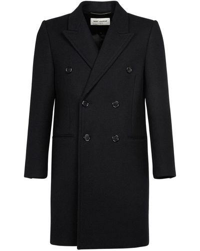 Saint Laurent Diagonale 50S Wool Coat - Black