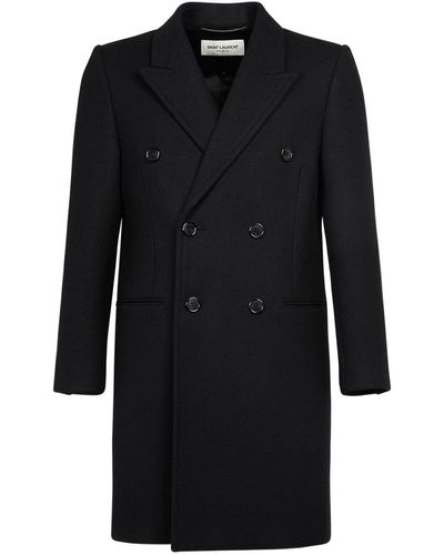 Saint Laurent Manteau en laine diagonale s - Noir