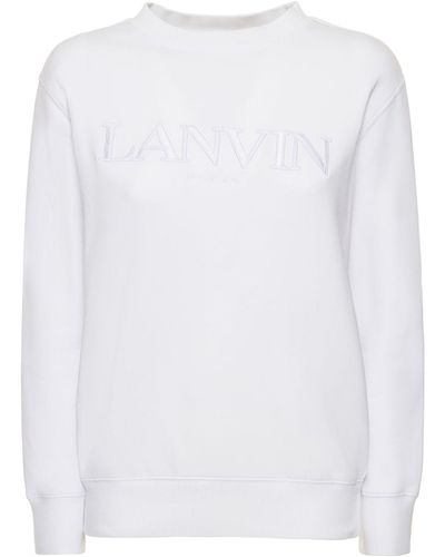 Lanvin Sweat-shirt en coton à logo brodé - Blanc