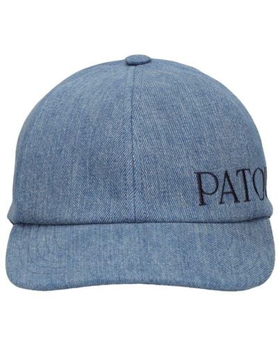 Patou Cappello baseball in denim con logo - Blu