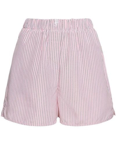 Frankie Shop Lui Cotton Blend Oxford Shorts - Pink