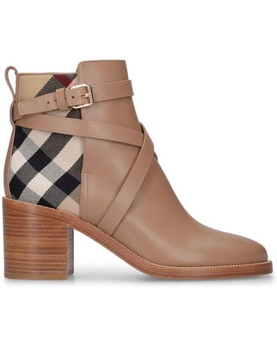 Burberry 70mm New Pryle Leather Ankle Boots - Brown