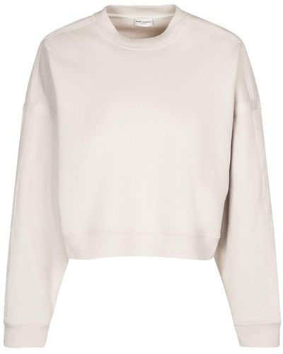 Saint Laurent Cotton Crewneck Sweatshirt - Natural