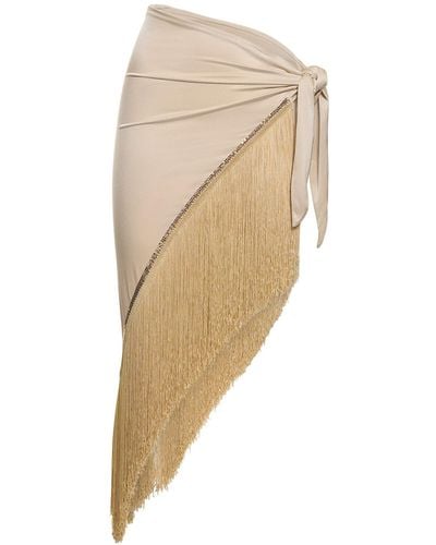 Rabanne Fringed-hem Asymmetric Skirt - Natural