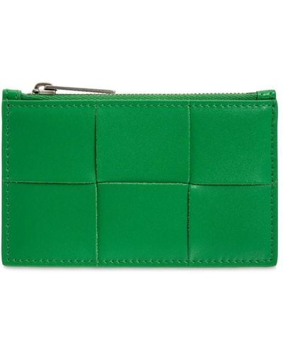 Bottega Veneta Leather Card Holder - Green