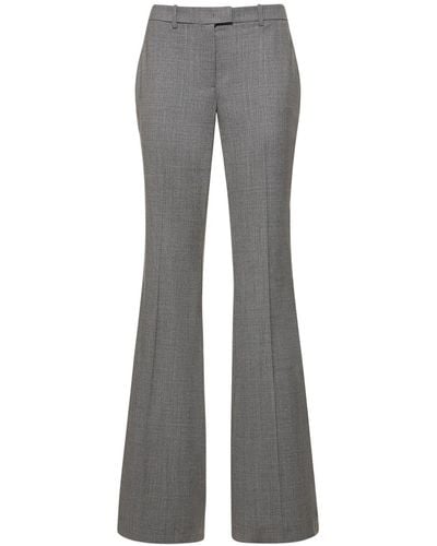 Michael Kors Haylee Mid Rise Wool Flared Trousers - Grey