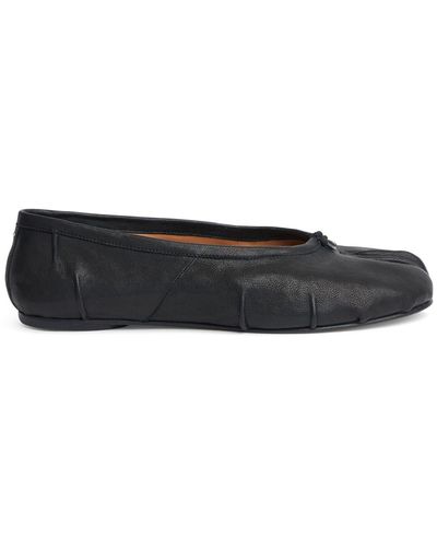 Maison Margiela 10Mm Tabi Leather Ballerina Flats - Black