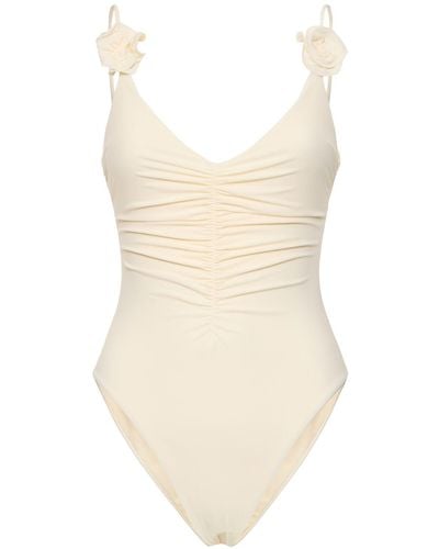 Magda Butrym Lycra One Piece Swimsuit W/ Flowers - Natural