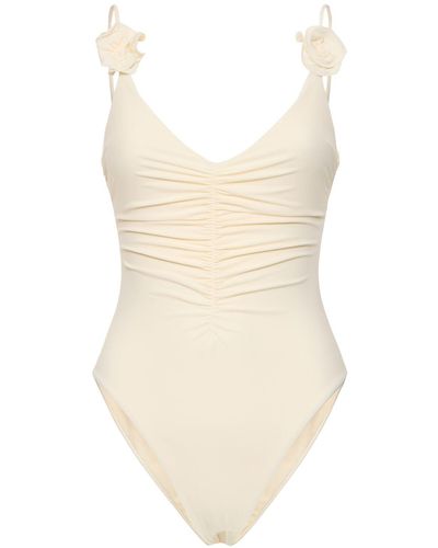 Magda Butrym Lycra One Piece Swimsuit W/ Flowers - Natural
