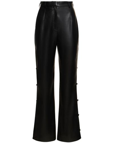 Nanushka Felina Straight Faux Leather Trousers - Black