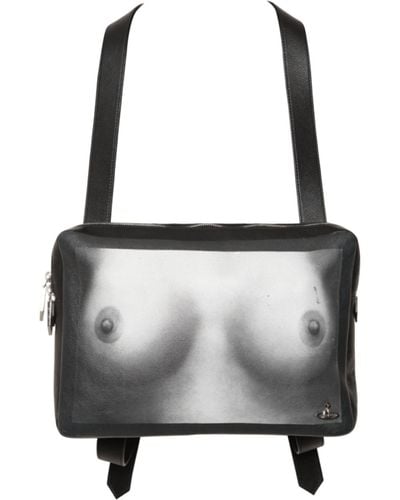 Vivienne Westwood Breast Printed Leather Harness Bag - Black