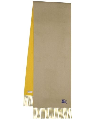 Burberry Embroidered Logo Bicolor Cashmere Scarf - Yellow