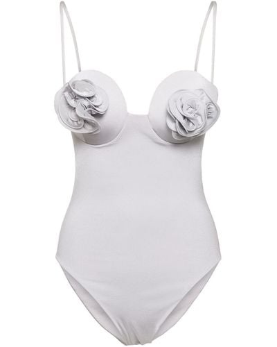 Magda Butrym Lycra 3d Flower One Piece Swimsuit - White