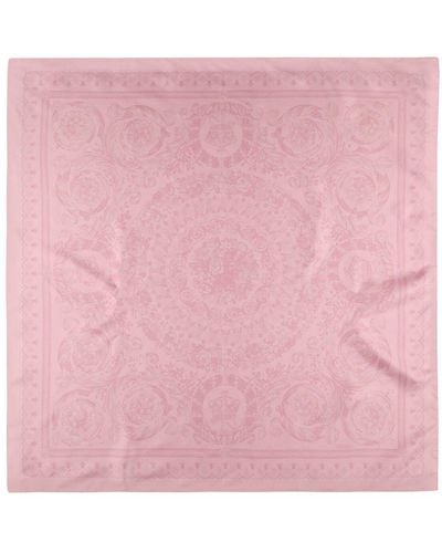 Versace Bedruckter Schal Aus Seidentwill - Pink