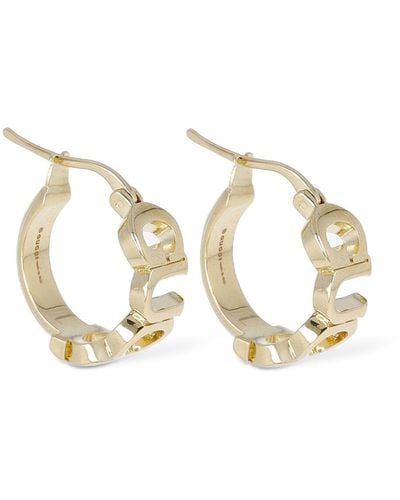 Gucci Lettering Brass Hoop Earrings - Natural