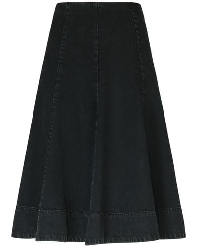 Khaite Lennox Cotton Midi Skirt - Black
