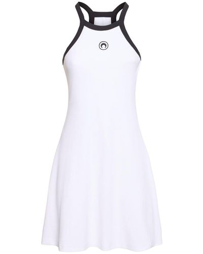Marine Serre Ribbed Cotton Mini Dress - White
