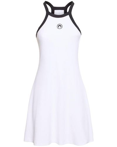 Marine Serre Ribbed Cotton Mini Dress - White