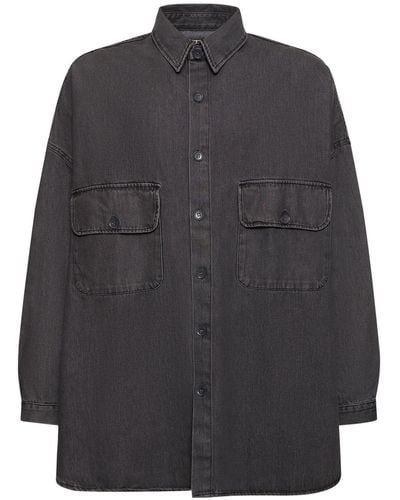 Frankie Shop Dallas Oversize Cotton Denim Shirt - Black