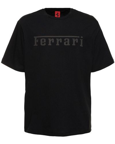 Ferrari Logo Oversize Cotton Jersey T-Shirt - Black