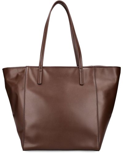 BY FAR Club Box Leather Tote Bag - Brown