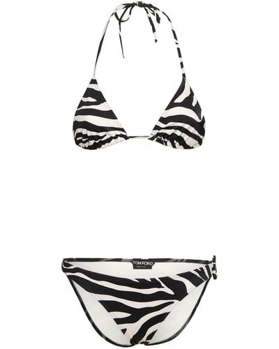 Tom Ford Printed Triangle Bikini Set - White