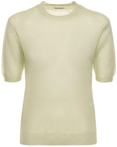 AURALEE T-shirt en maille de laine et mohair - Neutre
