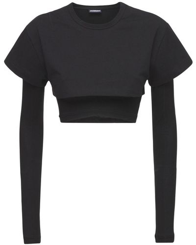 Jacquemus Black Le Double Cropped Layered T-shirt