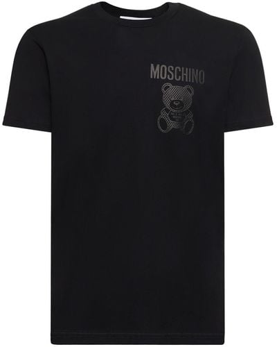 Moschino T-shirt en coton biologique imprimé ourson - Noir