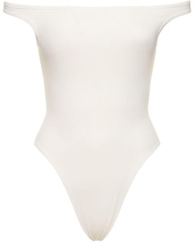 David Koma Off-the-shoulder Ribbed Jersey Bodysuit - White