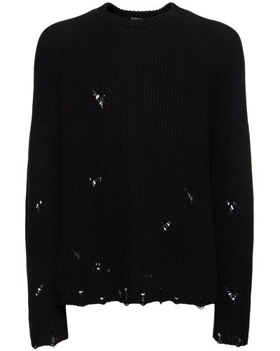 A PAPER KID Unisex Knitted Sweater W/ Holes - Black